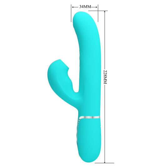 Vibratore multifunzione Pretty Love Perlita 3 in 1 G-spot verde acqua, design ergonomico e versatile per il piacere.