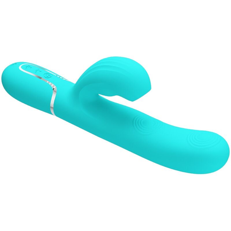 Vibratore multifunzione Pretty Love Perlita 3 in 1 G-Spot verde acqua, design ergonomico, ideale per stimolazione interna ed esterna