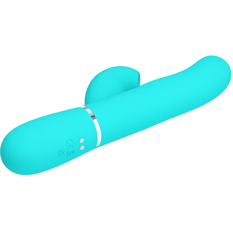 Vibratore multifunzione Pretty Love Perlita 3 in 1 G-Spot, colore verde acqua, con design ergonomico e superficie liscia.