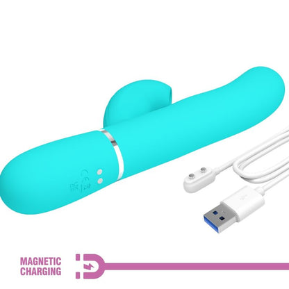 Vibratore multifunzione Pretty Love Perlita 3 in 1 G-spot verde acqua, design ergonomico e stimolante per il punto G.