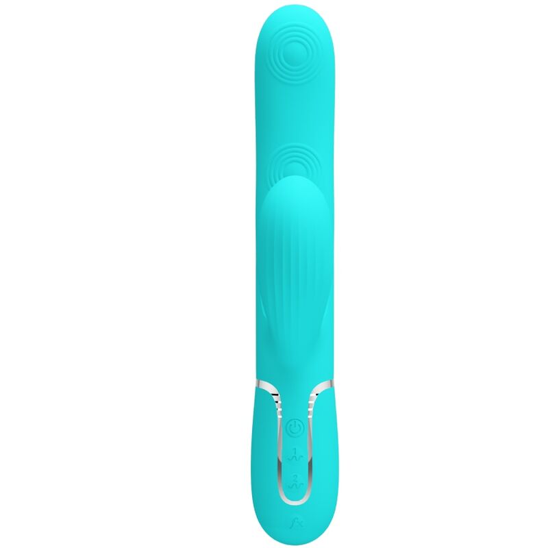 Vibratore multifunzione Pretty Love Perlita 3 in 1 G-Spot verde acqua, design ergonomico e stimolante per il piacere.