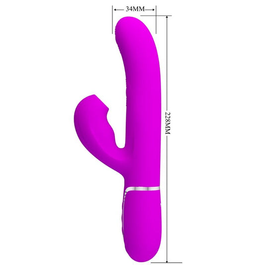 Vibratore multifunzione Pretty Love Perlita 3 in 1 G-spot, colore viola, con design ergonomico e funzioni multiple.