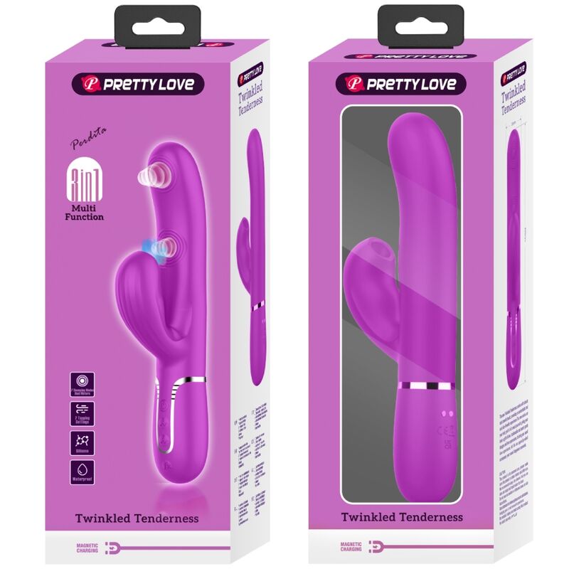 Vibratore multifunzione Pretty Love Perlita 3 in 1 G-spot viola, con design elegante e funzioni multiple, marca Pretty Love Flirtation.