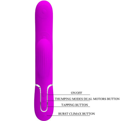 Vibratore multifunzione Pretty Love Flirtation Perlita 3 in 1 G-Spot, colore viola, con design ergonomico e stimolazione mirata