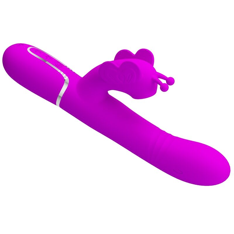 Vibratore multifunzione rabbit 4 in 1 Pretty Love Flirtation color rosa fucsia, design a forma di farfalla con stimolazione versatile