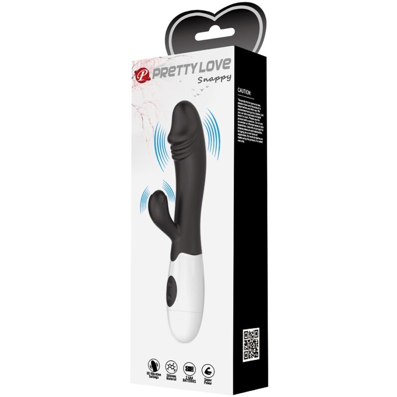 Vibratore G-spot nero PRETTY LOVE Flirtation, design ergonomico e dettagli realistici per stimolazione intensa.