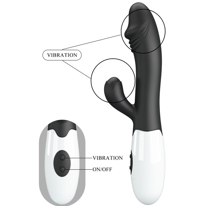 Vibratore G-spot nero Pretty Love Flirtation, design elegante e compatto, ideale per stimolazione mirata e piacere intenso.