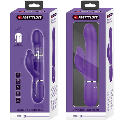 Vibratore coniglio Pretty Love Zalin Perle 4 in 1 viola, con design elegante e dettagli a perla, brand Pretty Love Flirtation