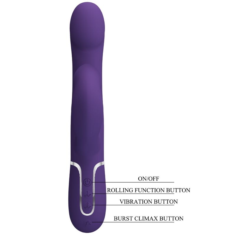 Vibratore coniglio PRETTY LOVE ZALIN PERLE 4 in 1, colore viola, con dettagli per stimolazione e design ergonomico.
