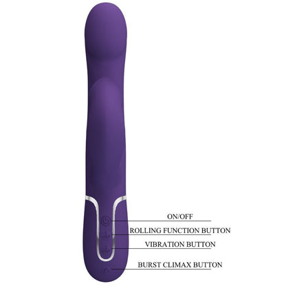 Vibratore coniglio PRETTY LOVE ZALIN PERLE 4 in 1, colore viola, con dettagli per stimolazione e design ergonomico.