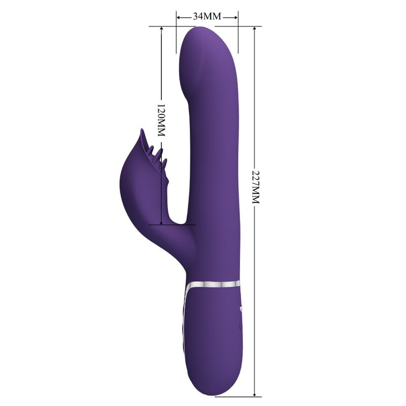 Vibratore coniglio viola PRETTY LOVE ZALIN PERLE 4-in-1, design elegante e dettagli per stimolazione precisa.