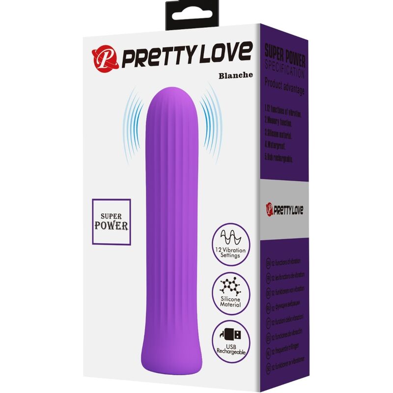 Vibratore stimolatore Pretty Love Blanche colore lilla con design ergonomico, dettaglio visibile in immagine.