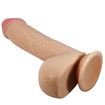 Dildo realistico PRETTY LOVE serie Sliding Skin con ventosa, lungo 23,4 cm, superficie in pelle Flesh, alta qualità.