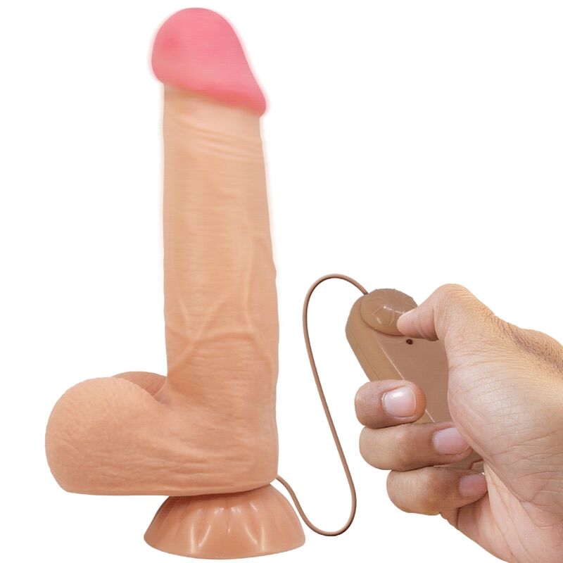 Dildo realistico PRETTY LOVE Skin Series con ventosa scorrevole, controllo remoto, lunghezza 21,8 cm, aspetto pelle naturale.