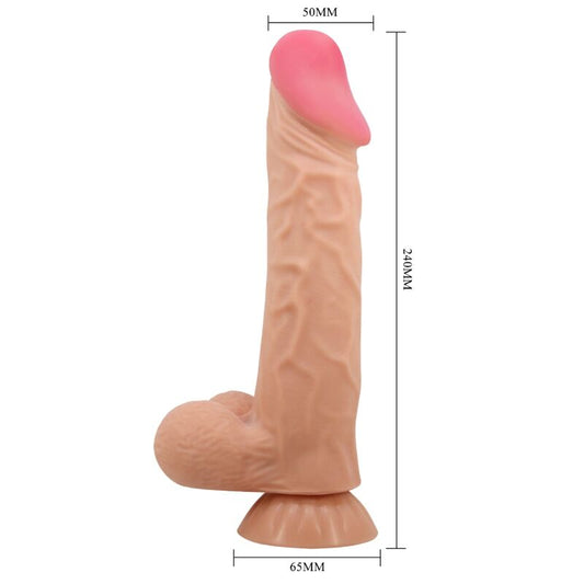 Dildo realistico PRETTY LOVE Skin Series con ventosa scorrevole, controllo remoto, 24 cm, texture in pelle, high grade.