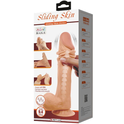 Dildo realistico PRETTY LOVE Skin Series con ventosa scorrevole, controllo remoto, lunghezza 24 cm, in pelle, alta qualità.