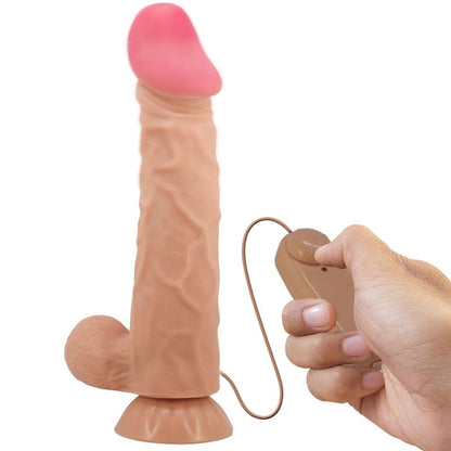 Dildo realistico PRETTY LOVE Skin Series con ventosa scorrevole, controllo remoto, lunghezza 24 cm, finitura in pelle naturale.