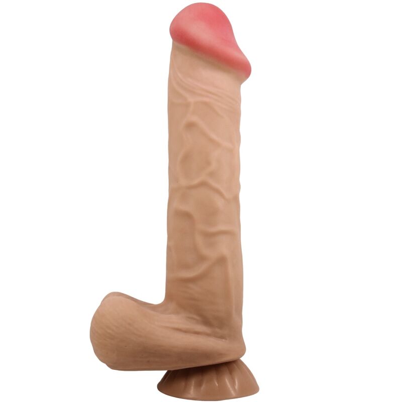 Dildo realistico PRETTY LOVE Skin Series, 26 cm, con ventosa scorrevole, superficie in pelle Flesh, alta qualità.