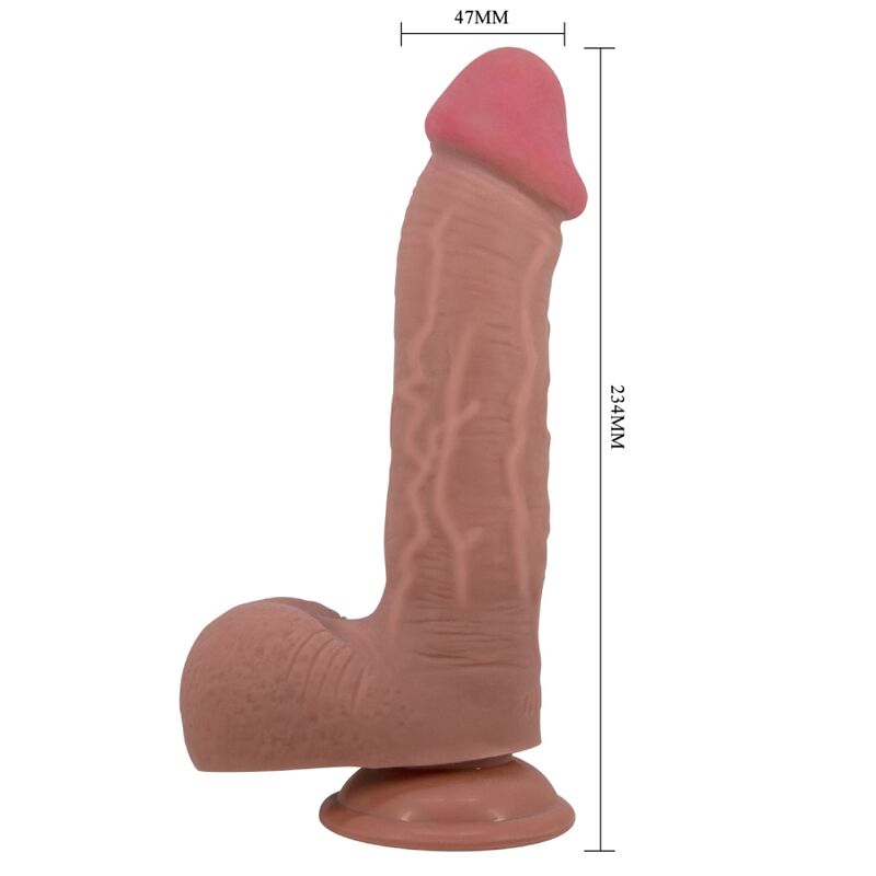 Dildo realistico Pretty Love Sliding Skin Series con ventosa, pelle marrone, lunghezza 23,4 cm, alta qualità, brand PRETTY LOVE HIGH GRADE