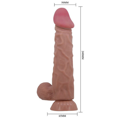 Dildo realistico PRETTY LOVE Skin Series con ventosa scorrevole, pelle marrone, lunghezza 24 cm, alta qualità, per uso intimo.
