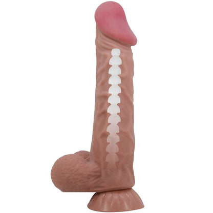 Dildo realistico PRETTY LOVE High Grade, pelle marrone, 24 cm, con ventosa scorrevole, parte di serie Sliding Skin.