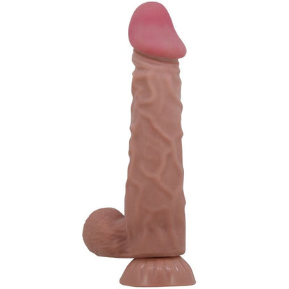 Dildo realistico PRETTY LOVE High Grade, 24 cm, pelle marrone, con ventosa scorrevole, serie Skin, prodotto per adulti.