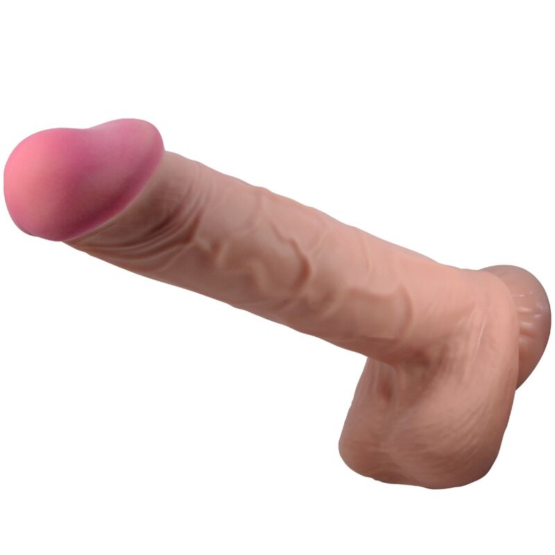 Dildo realistico PRETTY LOVE, serie Sliding Skin, pelle marrone, 26 cm con ventosa scorrevole, alta qualità, per piacere.