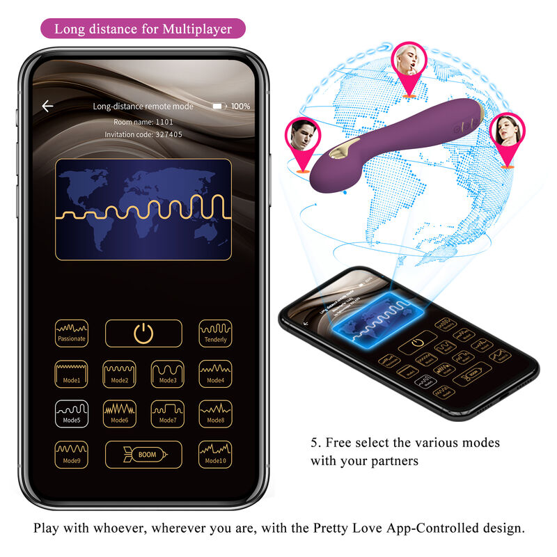 Vibratore elettroshock Pretty Love Hector viola con controllo tramite app, alta qualità, design elegante e funzionalità avanzate.