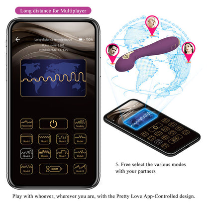 Vibratore elettroshock Pretty Love Hector viola con controllo tramite app, alta qualità, design elegante e funzionalità avanzate.