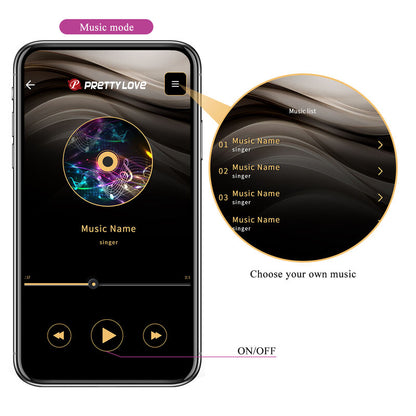Vibratore Hector di Pretty Love High Grade, con funzione elettroshock e controllo tramite app, colore viola, dettagli visibili.