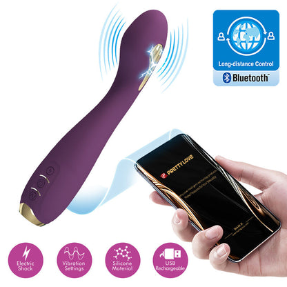 Vibratore Hector di Pretty Love High Grade, elettroshock, controllo tramite app, colore viola, design elegante e moderno.