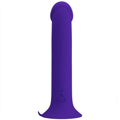 Dildo vibrante Pretty Love Murray Youth e Violetta, ricaricabile, con dettagli realistici, in colore viola.