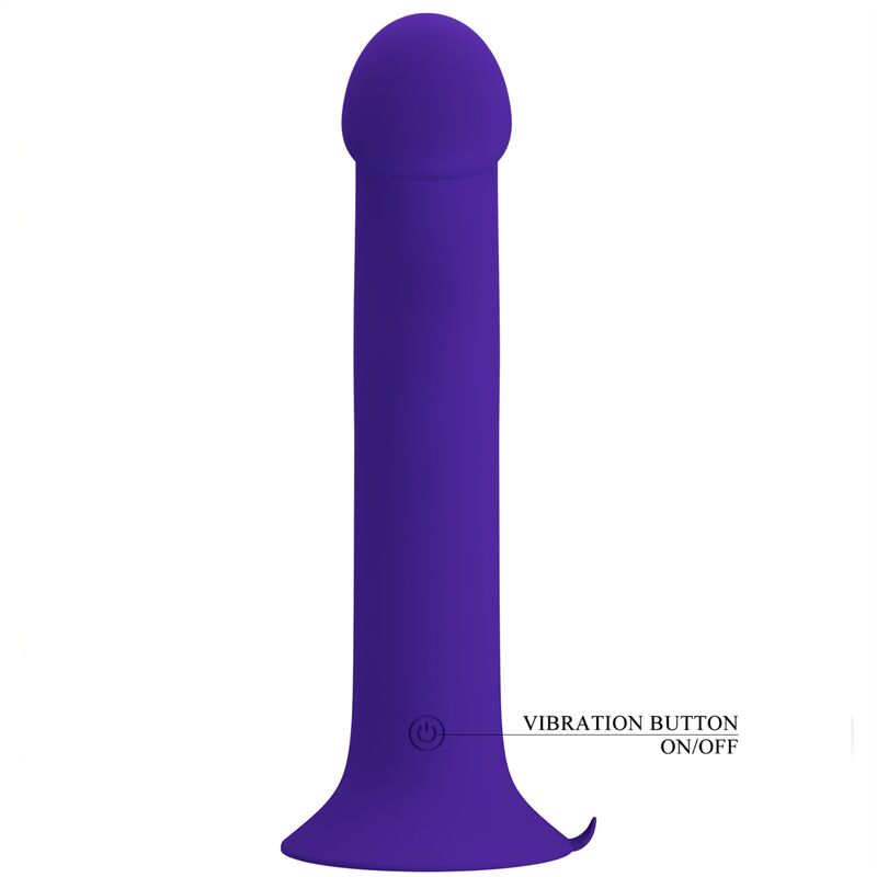 Dildo vibrante Pretty Love Murray Youth LED, colore violetto, con design realistico e ricaricabile, in evidenza in questa immagine.
