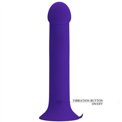 Dildo vibrante Pretty Love Murray Youth LED, colore violetto, con design realistico e ricaricabile, in evidenza in questa immagine.