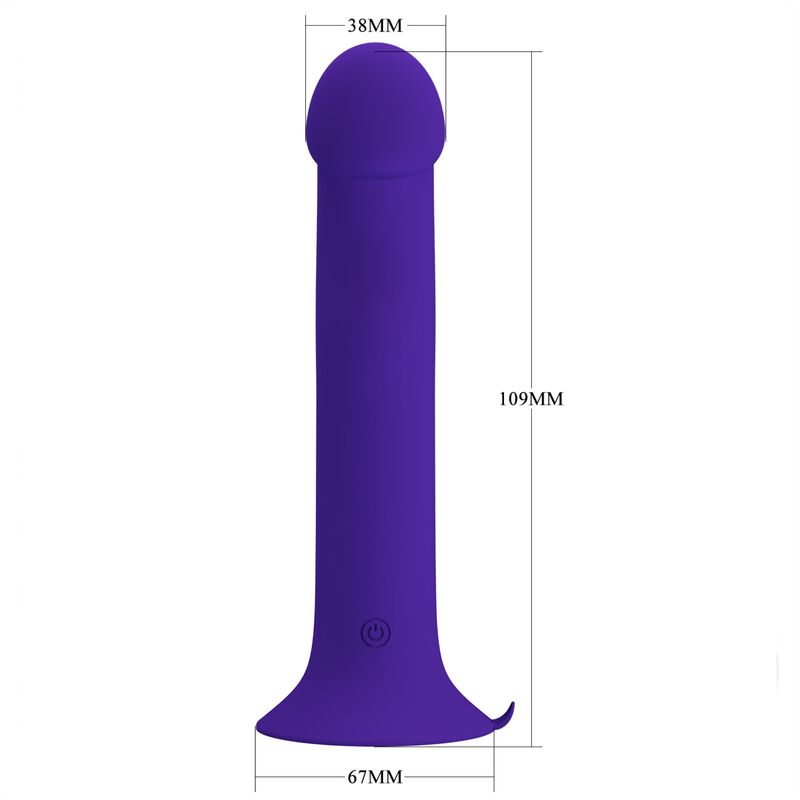 Dildo vibrante PRETTY LOVE Murray Youth LED, color violet, ricaricabile, con superficie liscia e dettagli realistici.