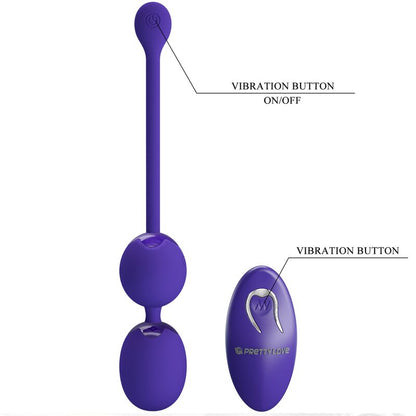 Sfere per telecomando Pretty Love Willie Youth con vibrazione violetta, dotate di funzione vibrante e design elegante.