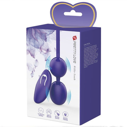Sfere per telecomando Pretty Love Willie Youth con vibrazione, colore viola, marca Pretty Love LED, dettaglio di prodotto.
