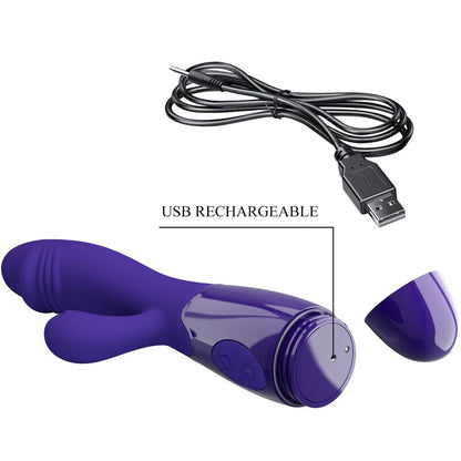 Vibratore Snappy Youth e stimolatore del punto G PRETTY LOVE LED, colore violetto, con design ergonomico e superficie liscia.