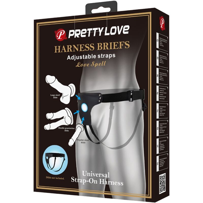 Imbracatura regolabile Love Spell di Pretty Love, composta da cinghia elastica con dettagli eleganti, ideale per giochi intimi.