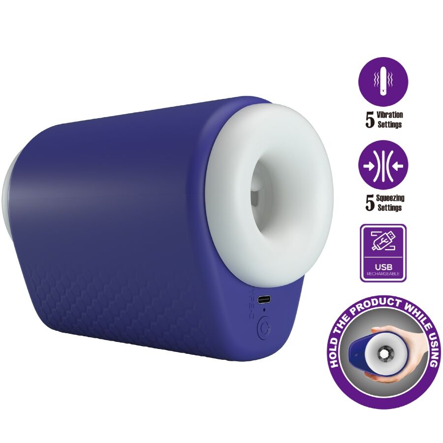 Masturbatore maschile PRETTY LOVE DJ LADY con vibrazioni e 5 impostazioni, colore viola, design realistico.