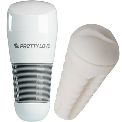 Masturbatore vagina bianco Kitty del marchio Pretty Love Male, dettaglio realistico e morbido, ideale per piacere personale.