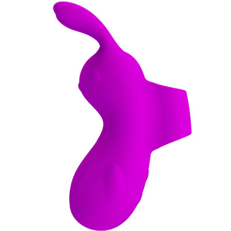 Ditale ricaricabile intelligente PRETTY LOVE SMART con design coniglio, in silicone rosa, per stimolazione sensoriale.