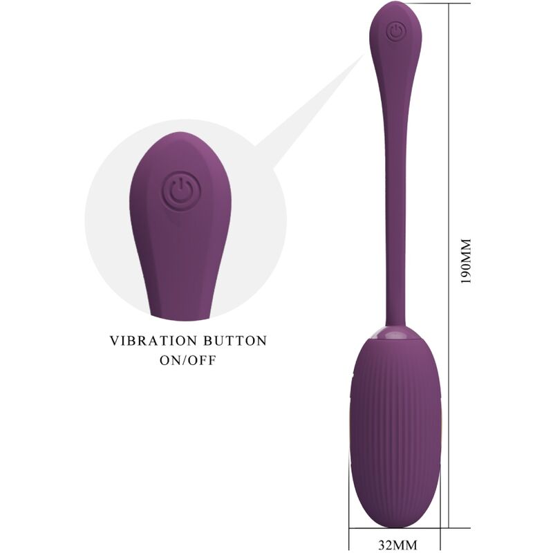 Dildo a forma di uovo vibrante e ricaricabile color viola, prodotto da PRETTY LOVE SMART, con superficie liscia e dettagli realistici