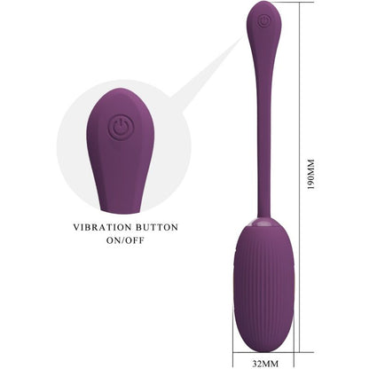Dildo a forma di uovo vibrante e ricaricabile color viola, prodotto da PRETTY LOVE SMART, con superficie liscia e dettagli realistici