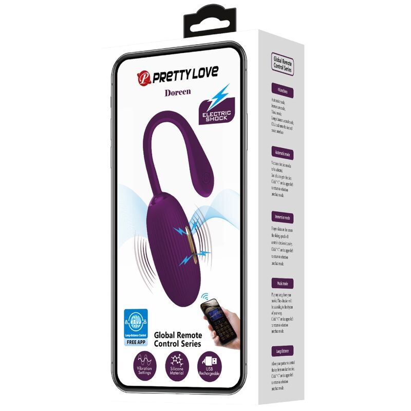 Vibratore a forma di uovo viola di PRETTY LOVE SMART DOREEN, ricaricabile, con superficie liscia e design elegante.