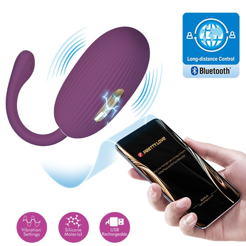Uovo vibrante ricaricabile di PRETTY LOVE SMART, colore viola, con superficie liscia e design ergonomico.