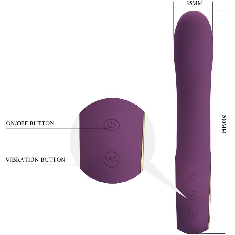 Vibratore ricaricabile viola PRETTY LOVE ETHAN, design elegante e compatto, marca PRETTY LOVE SMART, visibile in immagine.