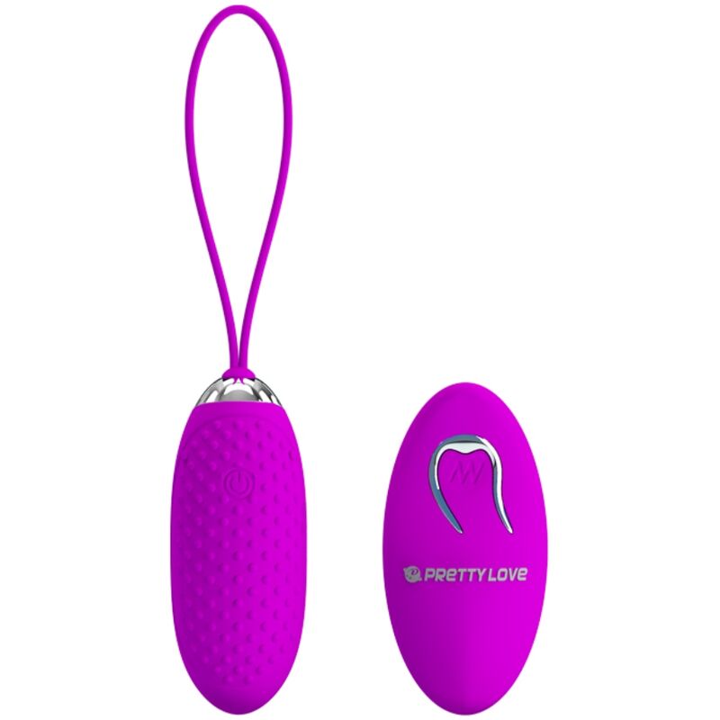 Vibratore a forma di uovo PRETTY LOVE Joanna con telecomando e 12 modalità di vibrazione, design compatto e colorato.