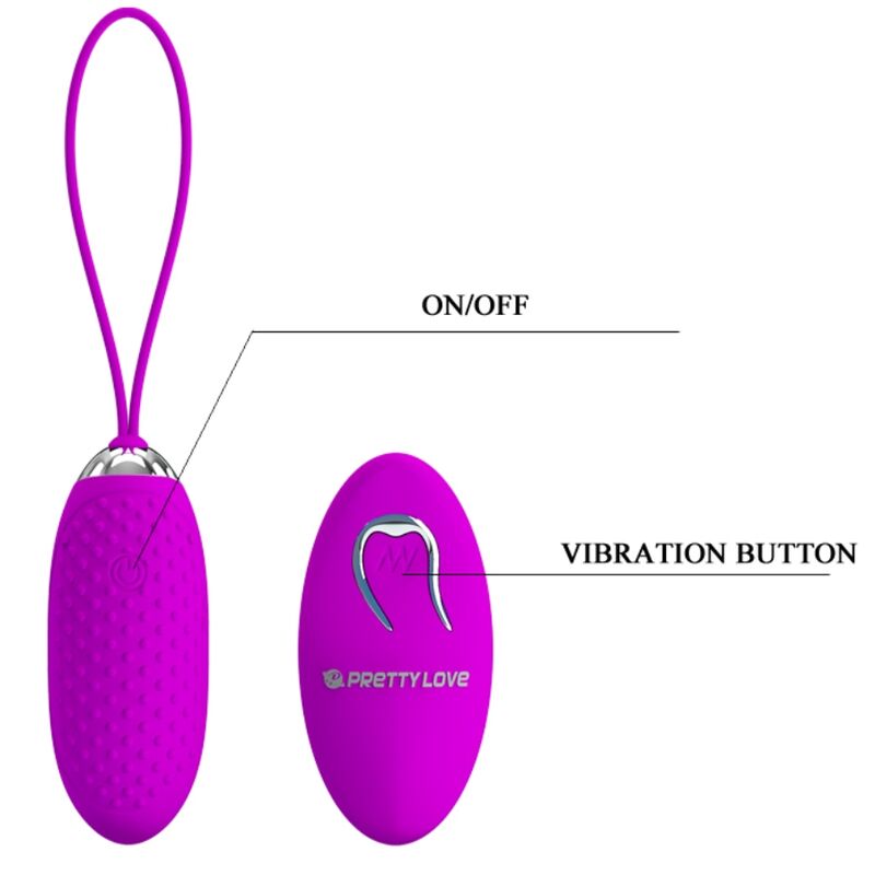 Vibratore a forma di uovo con telecomando, PRETTY LOVE SMART Joanna, 12 modalità di vibrazione, superficie liscia e compatta