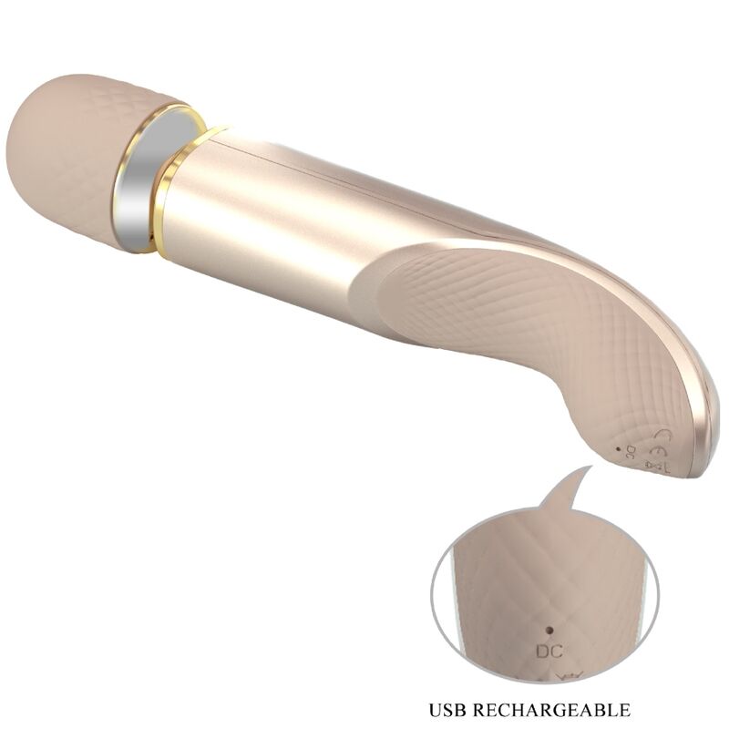Massaggiatore PRETTY LOVE SMART con 7 modalità di vibrazione color champagne, mostrato in un'immagine dettagliata.